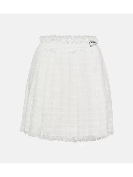 Spódnica plisowana Balmain tweedowa biała