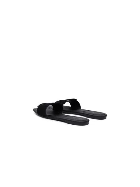 Natikače Calvin Klein Square Flat Sndl Embl Suede crna