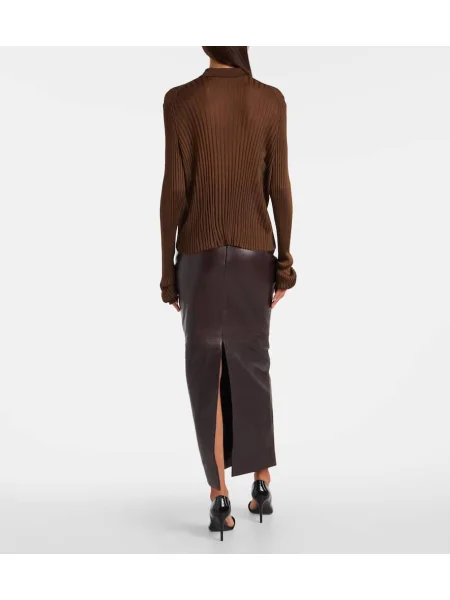Polo Khaite tricotate transparente maro