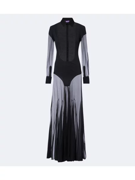 Rochie tip cămașă Jean Paul Gaultier de mătase negru