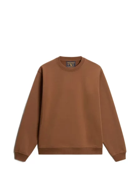 Hanorac crewneck Woolrich cu imagine cu decolteu rotund maro