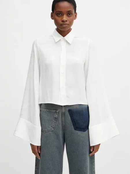 Maison Margiela cămașă de damă cu vâscoză alb