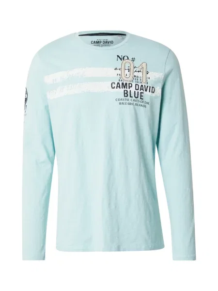 CAMP DAVID Majica bež / meta / črna bela