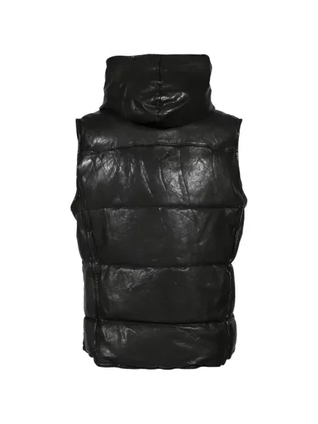 Кожаный елек Yohji Yamamoto с качулка черно