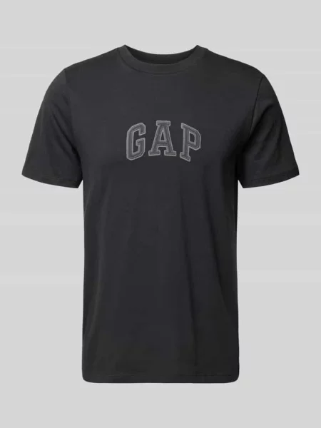 T-shirt z naszywką z logo i okrągłym dekoltem Gap czarna