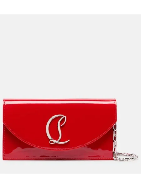 Geantă plic Christian Louboutin din piele de lac roșu