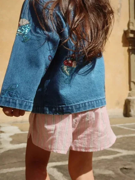 Konges Sløjd Dětská riflová bunda MAGOT SEQUIN DENIM JACKET GOTS
