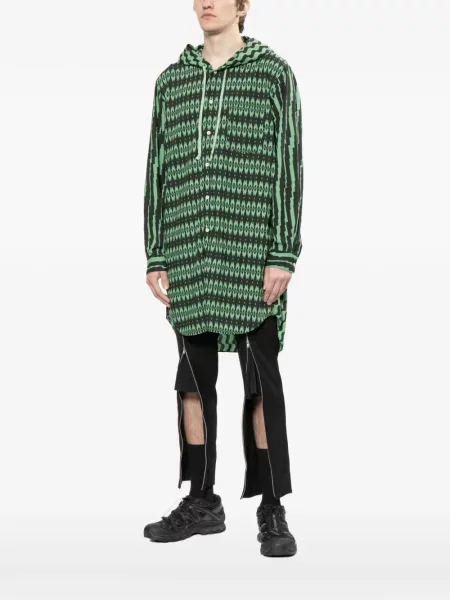 Риза Comme Des Garçons Homme Plus с качулка с принт зелено