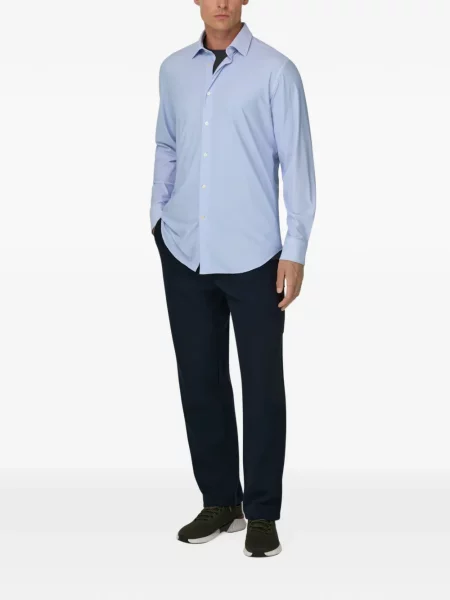 Cămașă Boggi Milano cu model herringbone stretch albastru