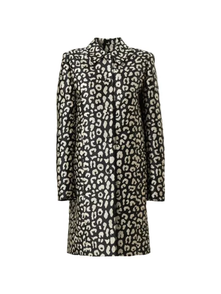 Palton Carolina Herrera cu model leopard din jacard negru