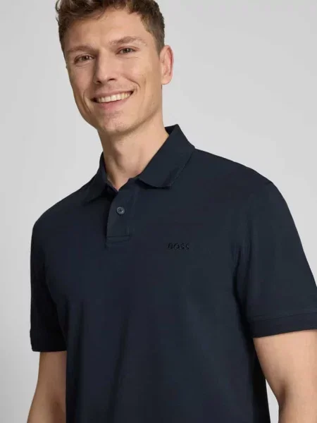 Koszulka polo o kroju regular fit z czystej bawełny model INTERLOCK' Boss Orange niebieska