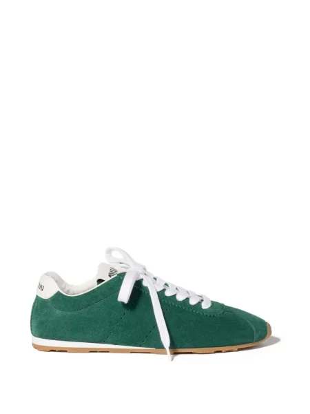 Sneakerși Miu Miu din piele de căprioară verde
