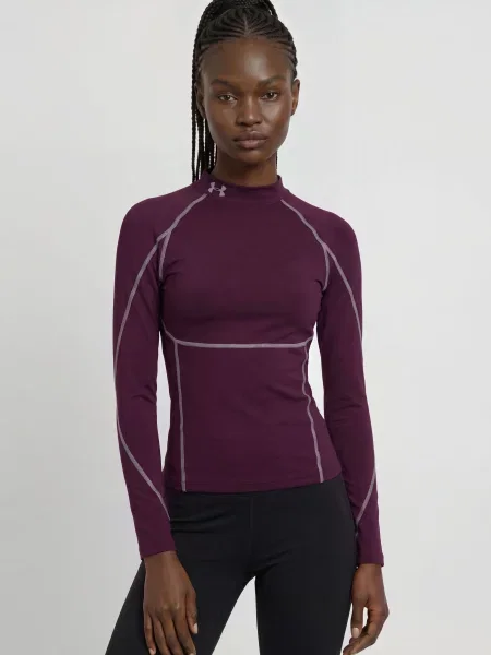Under Armour Tričko S Dlouhým Rukávem Ua Coldgear Elite Mock fialová bílá