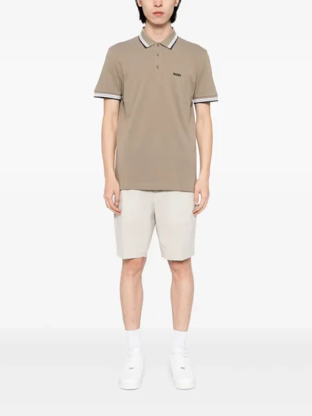 Tricou polo Boss cu broderie maro