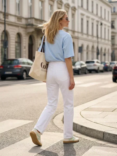 Джинси широкого крою з високою талією білий