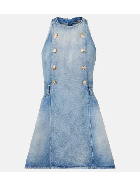 Rochie din denim Balmain albastru