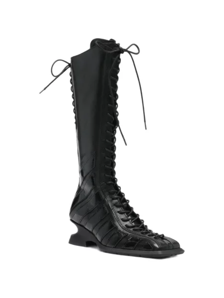 Botine Miista cu șireturi din piele negru