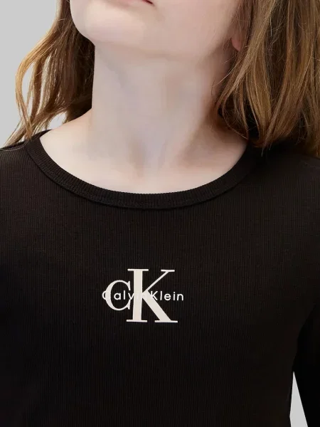 Calvin Klein Jeans блуза с дълги ръкави за деца от с черно