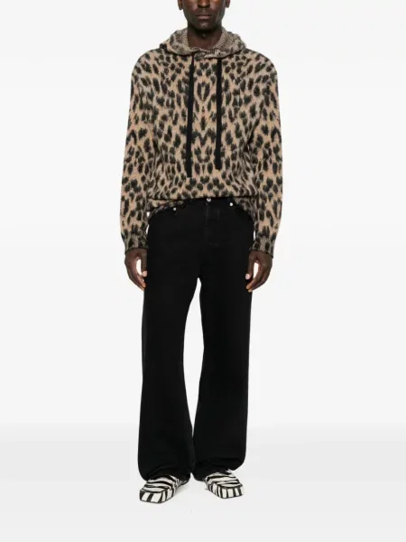 Hanorac cu glugă Laneus cu imagine cu model leopard cu cordon
