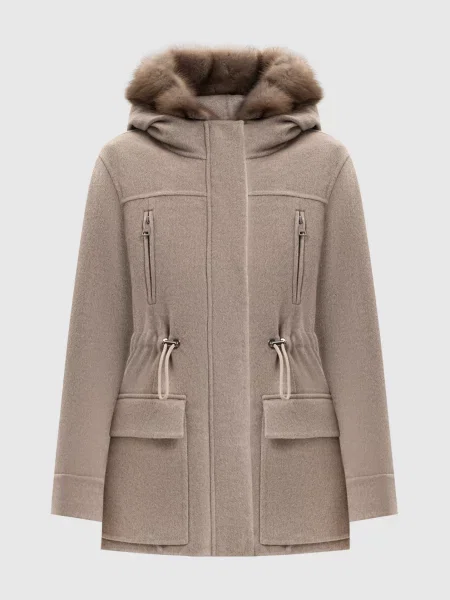Парка з кашеміру з жилетом з хутром соболя Fabio Gavazzi бежева
