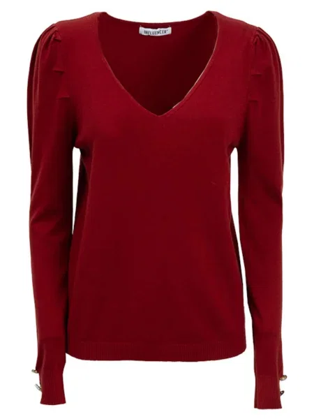 Influencer Pulover bordeaux roșu