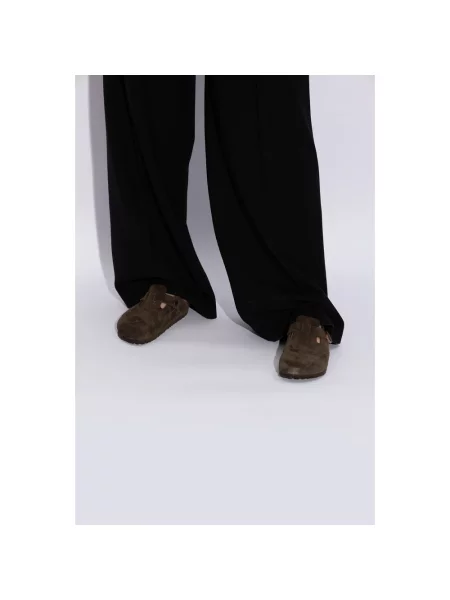 Klapki Birkenstock zamszowe brązowe