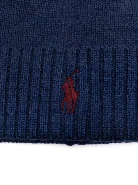 Siuvinėtas vilnonis kepurė Polo Ralph Lauren pinti ruda