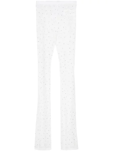 Przezroczyste legginsy Alessandra Rich w kwiatki koronkowe białe