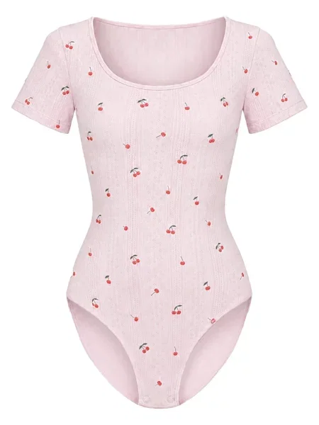 Cfab Bodi za oblikovanje T-Shirt Bodysuit Sculpting Shapewear with Briefs pastelno roza / trešnja crvena