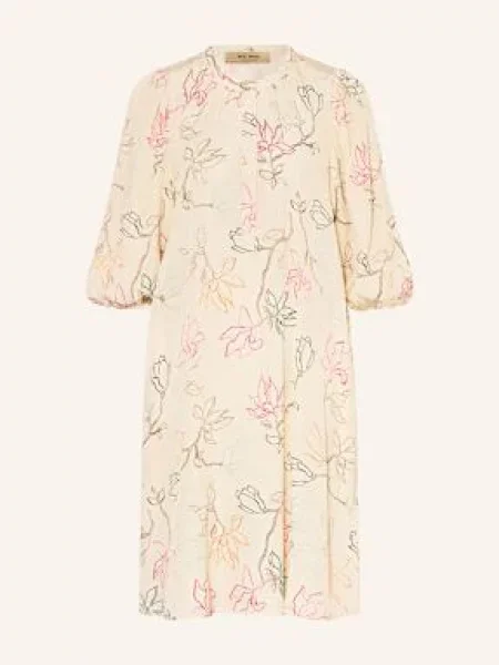 Mos Mosh Sukienka Żakardowa Mmiqala Z Rękawami weiss beżowa