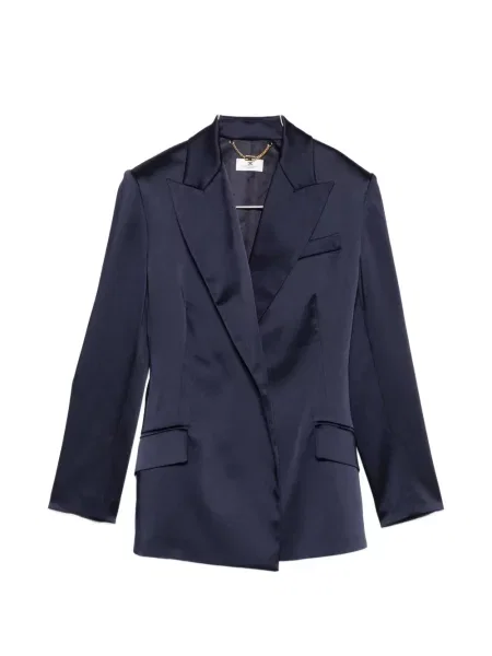 Cu centură sacou Elisabetta Franchi din satin albastru
