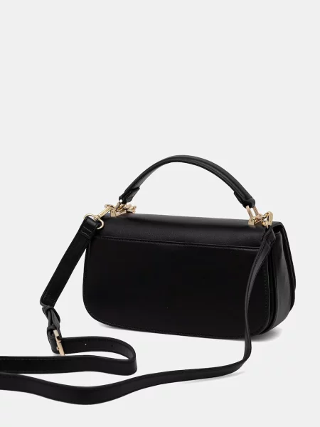 Lniana torebka crossbody Valentino czarna