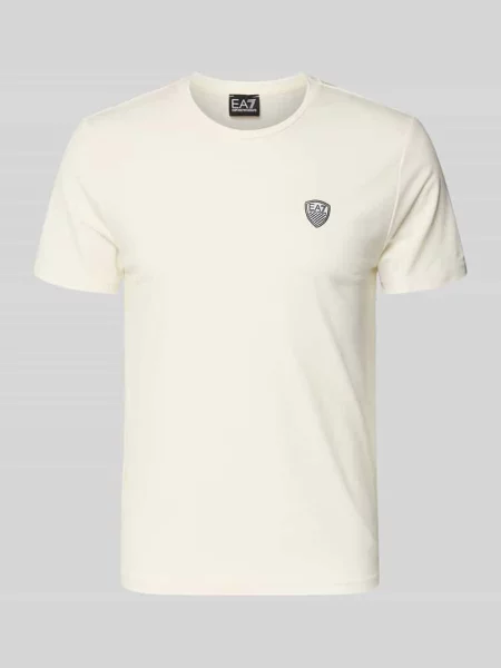 T-shirt z mieszanki z naszywką z logo Ea7 Emporio Armani biała