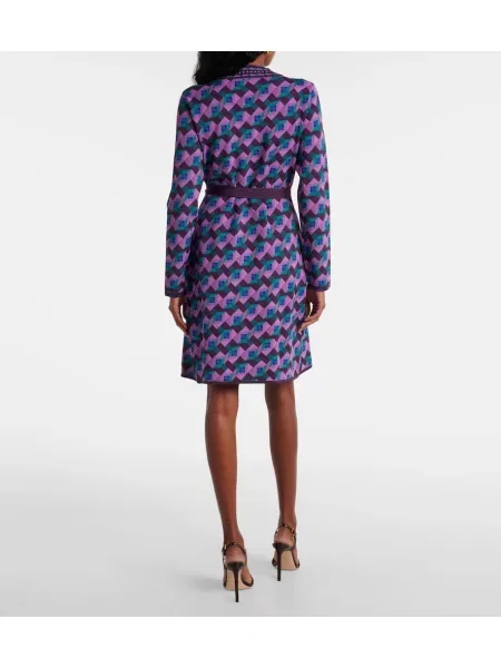 Pletené oblekové šaty Diane Von Furstenberg fialová