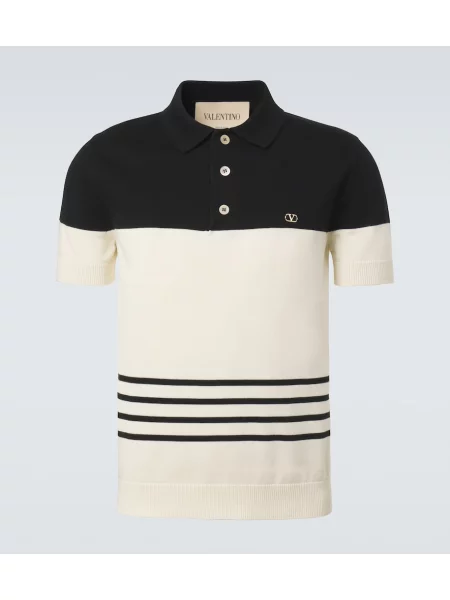 Tricou polo Valentino cu dungi alb