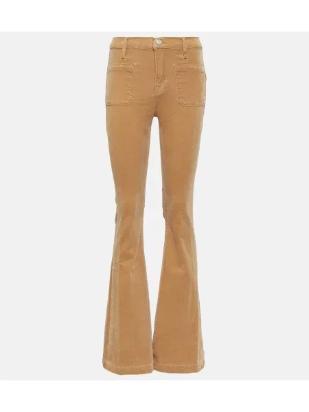 Jeansy dzwony Frame z wysoką talią beżowe