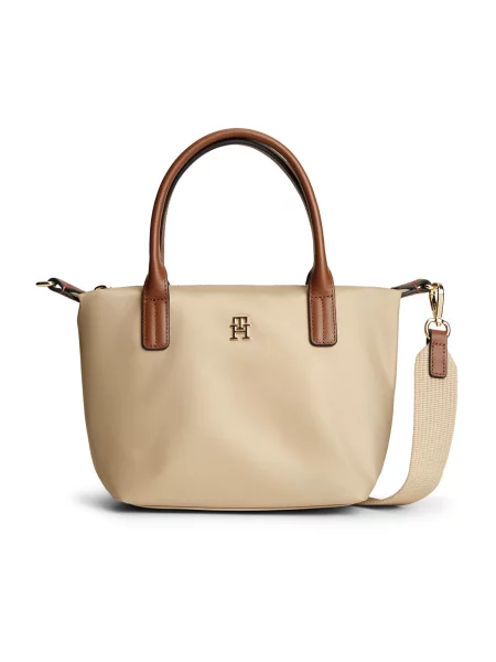 Tommy Hilfiger Geantă pe umăr Popette cu adaos de piele bej