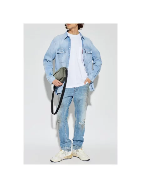 Jeansy Dsquared2 typu teddy niebieskie