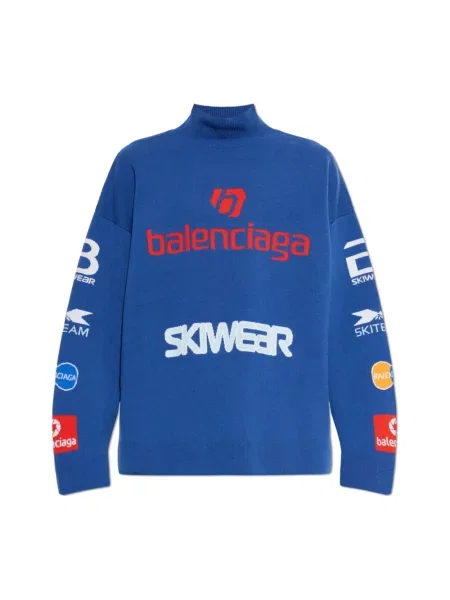 Sweter Balenciaga wełniany niebieski