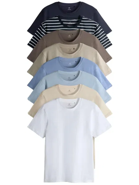 The Set Tricou bej / albastru marin / maro închis alb