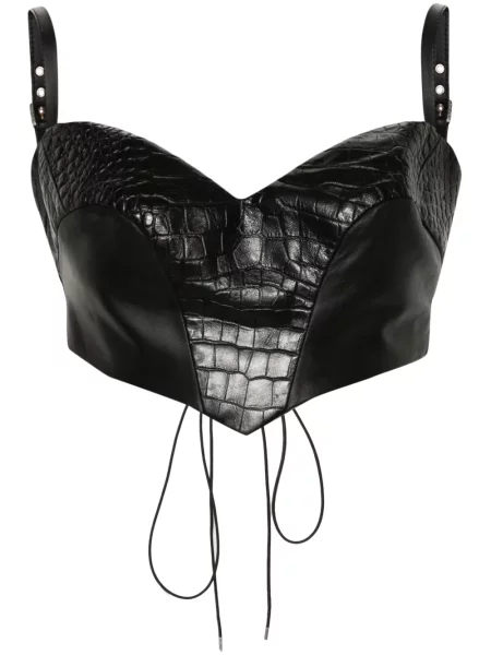 Top Mitiliane Couture din piele negru