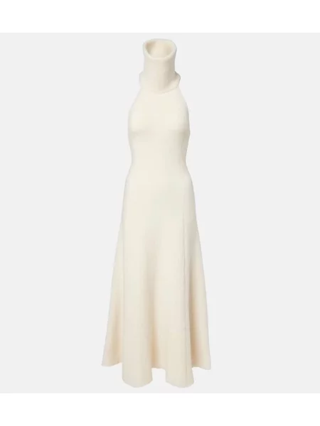 Rochie maxi Magda Butrym de lână de costum alb