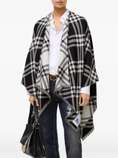 Vunena jakna Burberry karirana crna