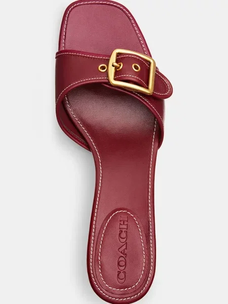 Кожаные шлепанцы Coach на высоком каблуке