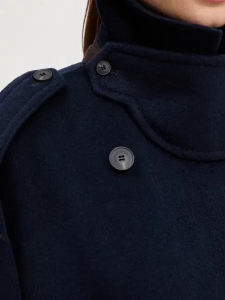 Шерстяное пальто Max&co синее