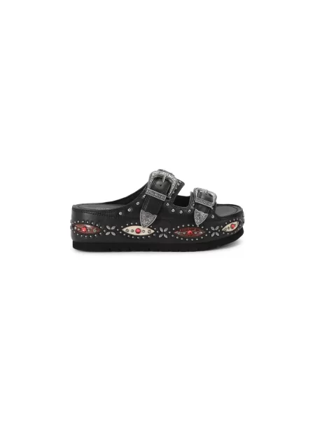 Klapki Kurt Geiger skórzane na sprzączkę czarne