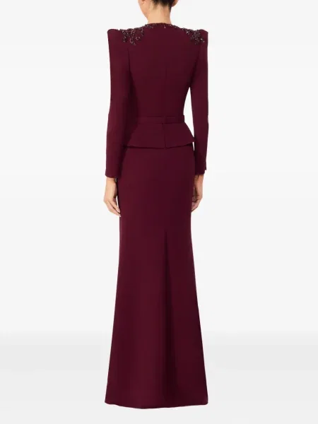 Rochie maxi Jenny Packham cu paiete cu decolteu în V de costum roșu