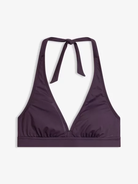 Biustonosz bikini z dekoltem typu halter w serek fioletowe
