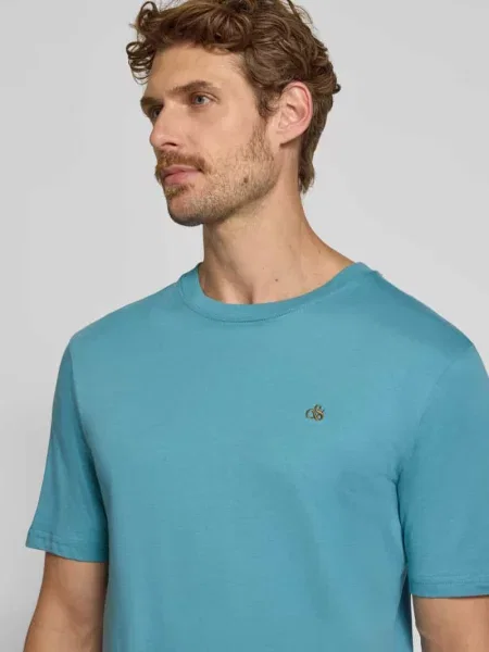 T-shirt o kroju regular fit z czystej bawełny Scotch & Soda błękitna