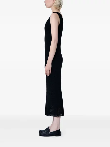 Rochie midi Max Mara cu decolteu în V până la genunchi de costum negru